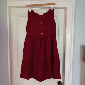Linenfox Linen Red Dress